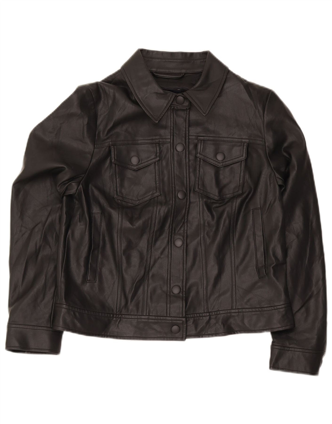 Marks & Spencer Damen-Bomberjacke aus Kunstleder, Gr. 12, mittelschwarz