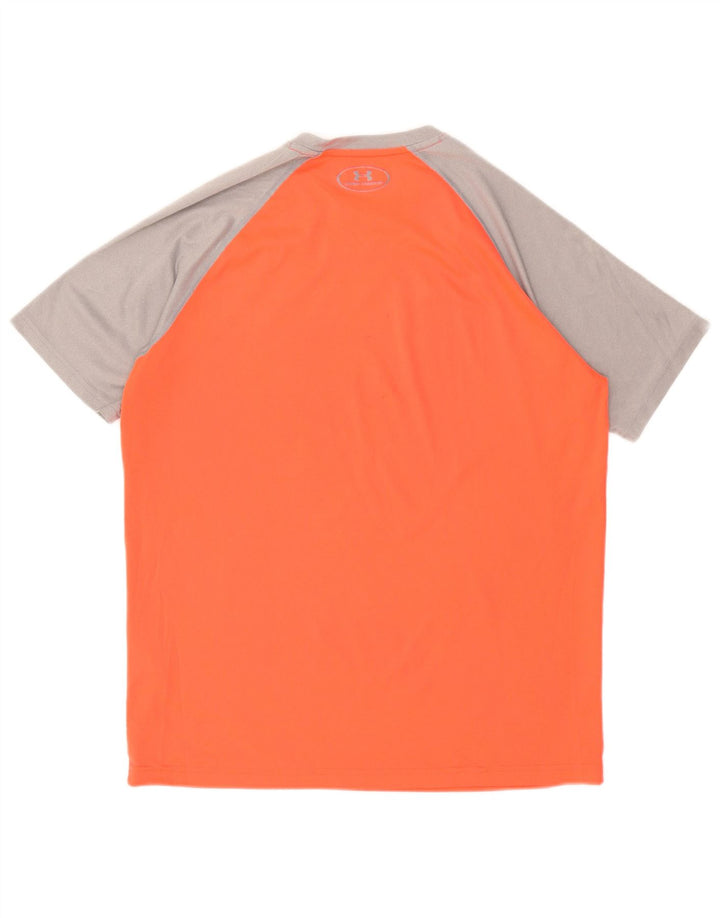 Under Armour Mens Heat Gear T-Shirt Top Medium Orange Colourblock Polyester