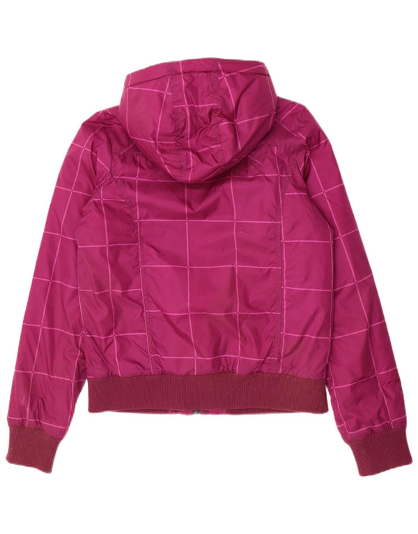 Vans Dame Hooded Bomber Jacket UK 14 Medium Purple Check Nylon