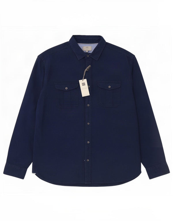 Camisa Marks & Spencer Regular Fit para hombre XL Algodón azul marino