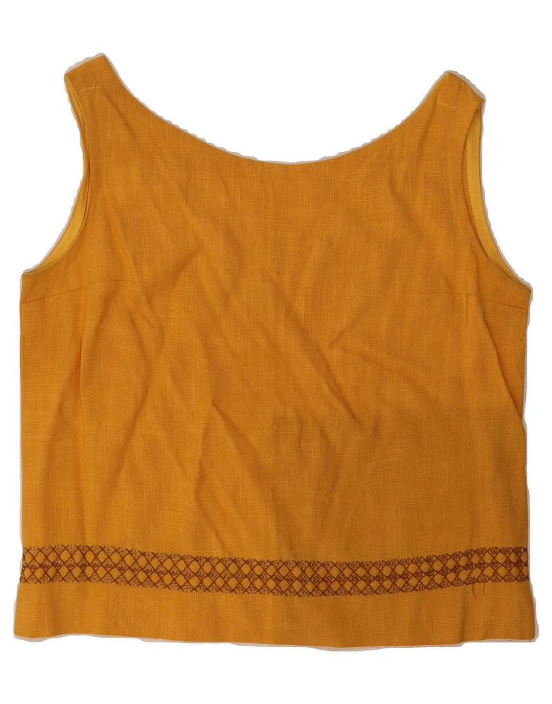 VINTAGE Womens Crop Sleeveless Blouse Top UK 14 Medium Yellow Vintage Vintage and Second-Hand Vintage from Messina Hembry 