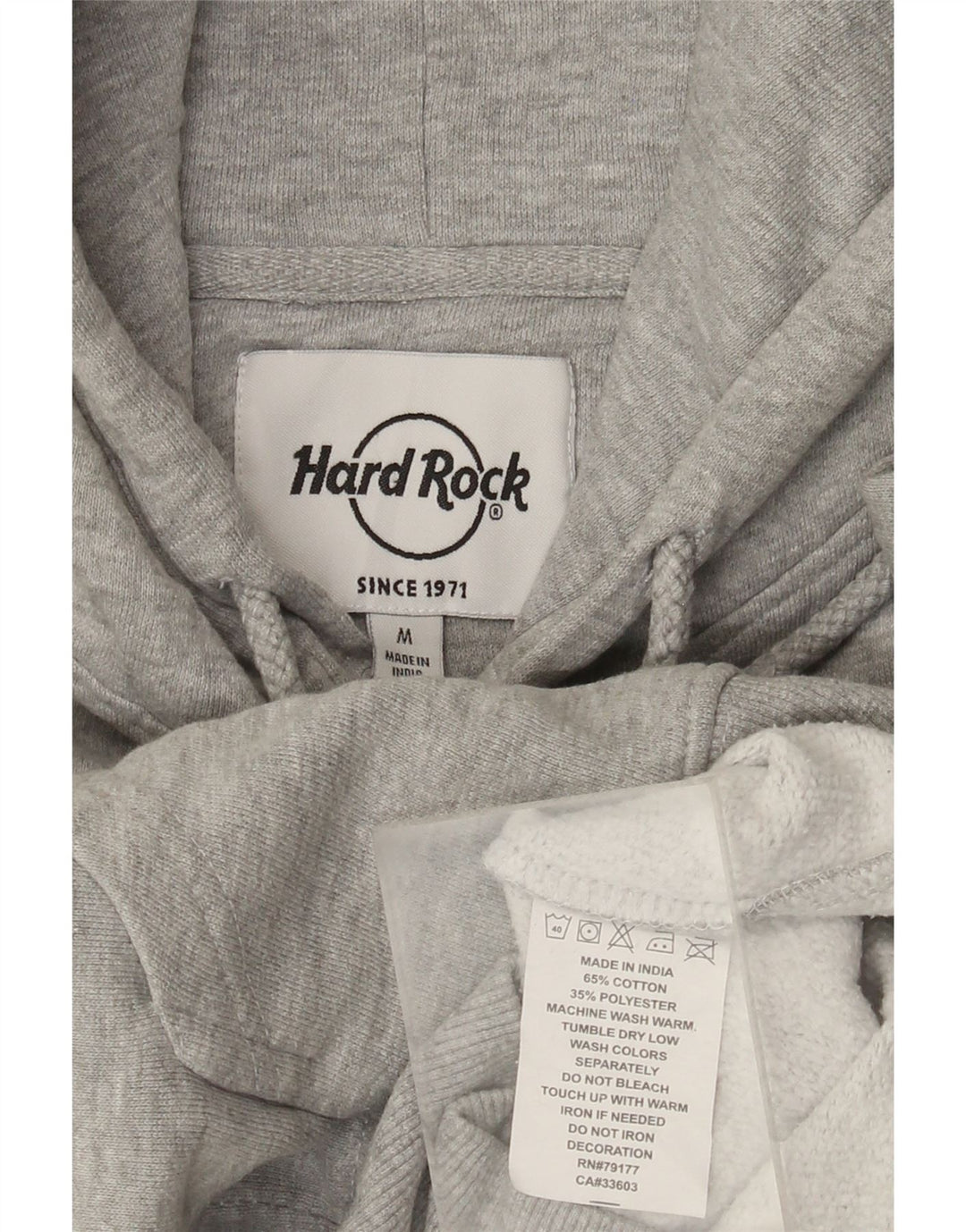 Hard Rock Cafe Herre Bruxelles Distressed Hoodie Jumper Medium Grey Flecked