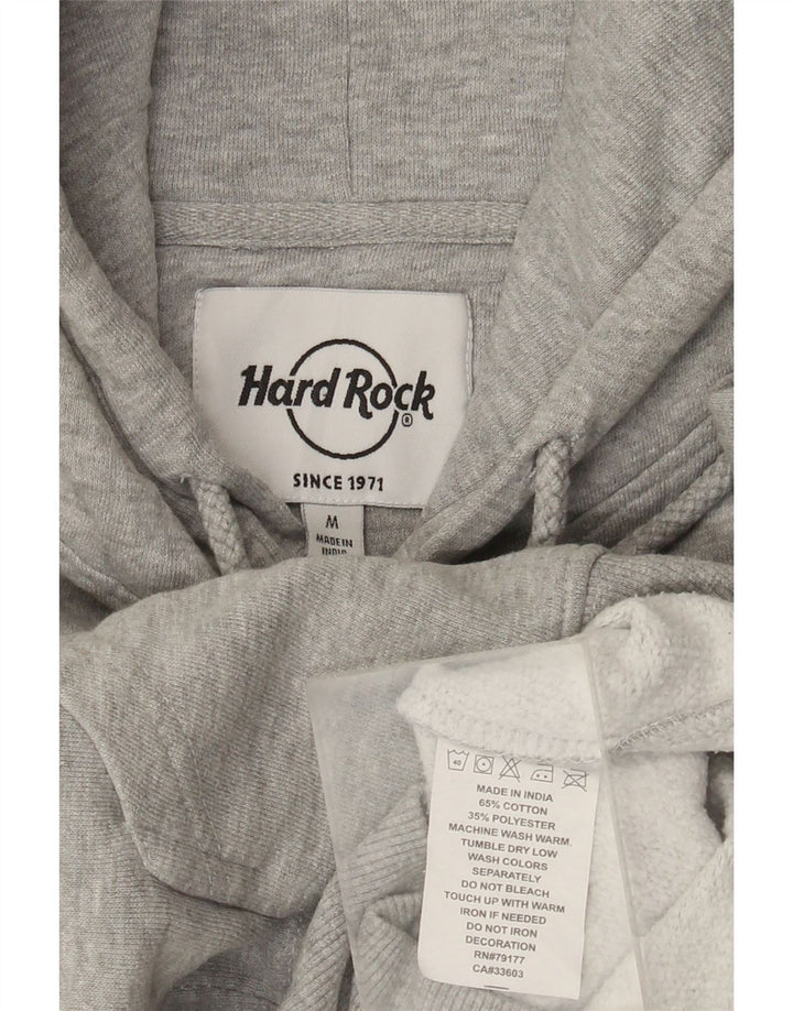 Hard Rock Cafe Herre Bruxelles Distressed Hoodie Jumper Medium Grey Flecked