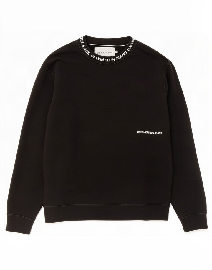Calvin Klein Jeans Mens Graphic Sweatshirt Jumper Medium Black Cotton