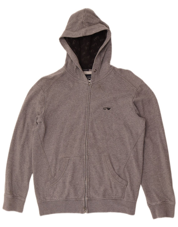 Armani Jeans Maglione con cappuccio e zip da uomo, vestibilità comoda, in cotone chiazzato grigio medio