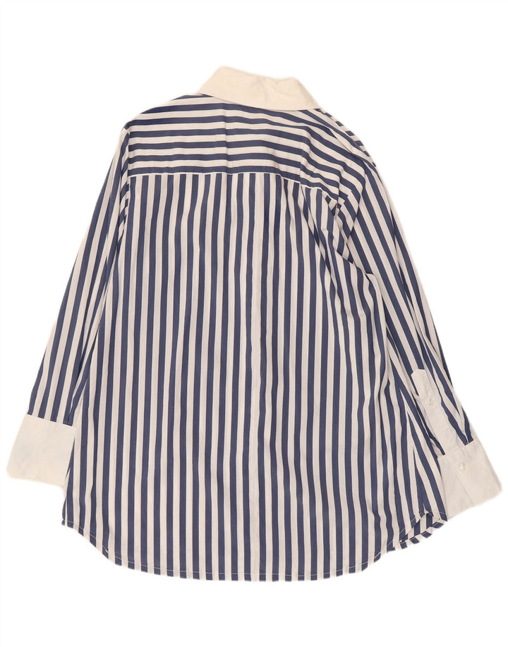 NARACAMICIE Womens Longline Shirt Blouse UK 14 Medium Blue Striped