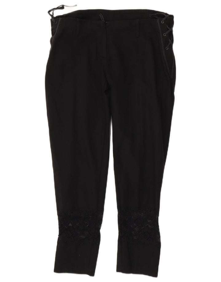 Vintage Womens Slim Cropped Trousers W34 L25 Black