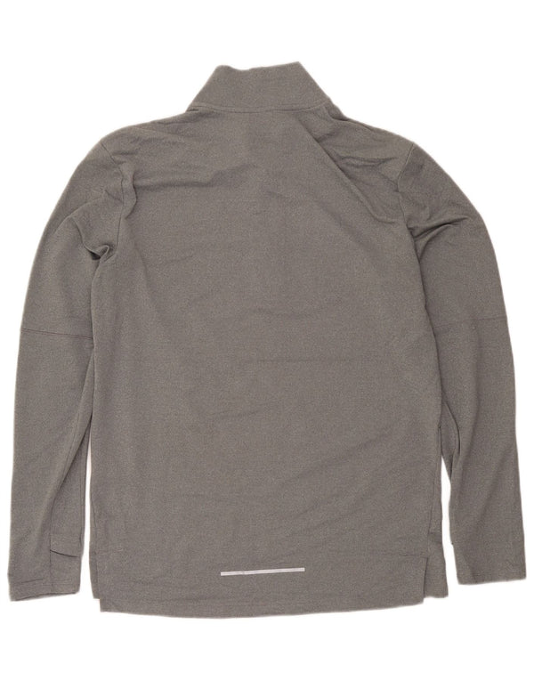 Maglia da uomo Nike Dri Fit con zip e collo a maniche lunghe in poliestere grigio medio