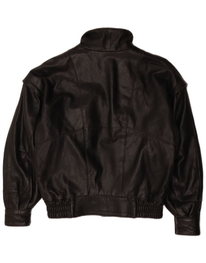 Vintage Herre Bomber Læderjakke UK 46 3XL Sort Læder