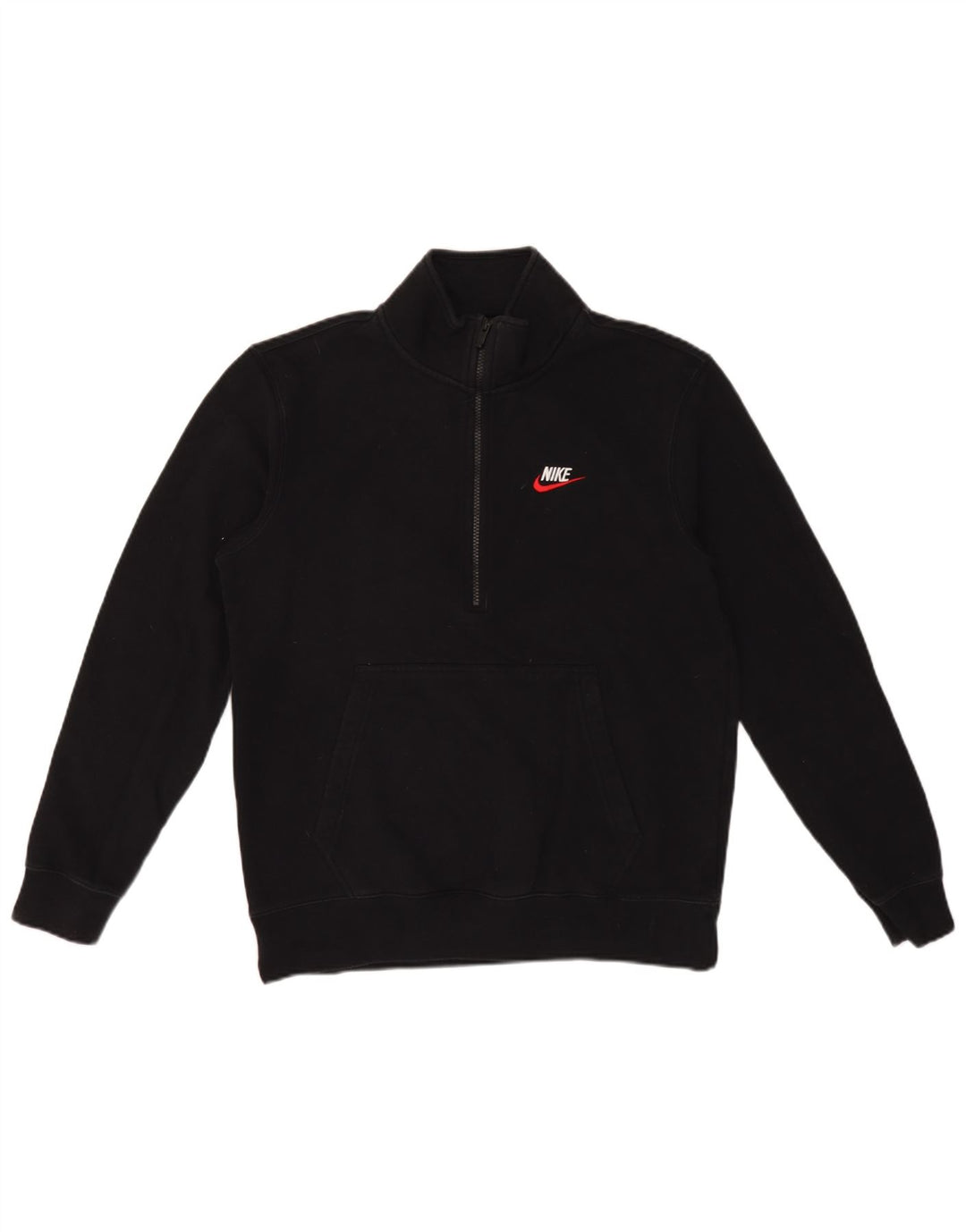Nike Herren-Sweatshirt mit Reißverschluss am Hals, mittlere schwarze Baumwolle