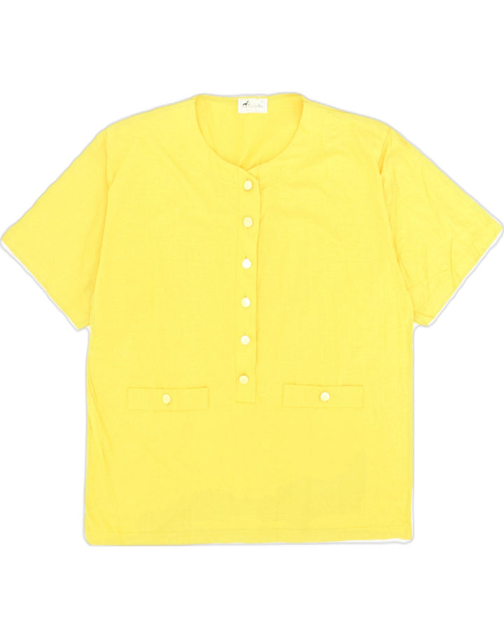 VINTAGE Womens Short Sleeve Pullover Shirt UK 14 Large Yellow Cotton | Vintage Vintage | Thrift | Second-Hand Vintage | Used Clothing | Messina Hembry 
