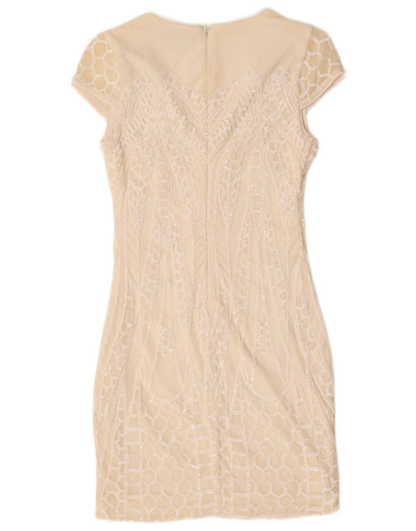 Guess Womens Sequin Sheath Dress UK 6 XS Off White Nylon
