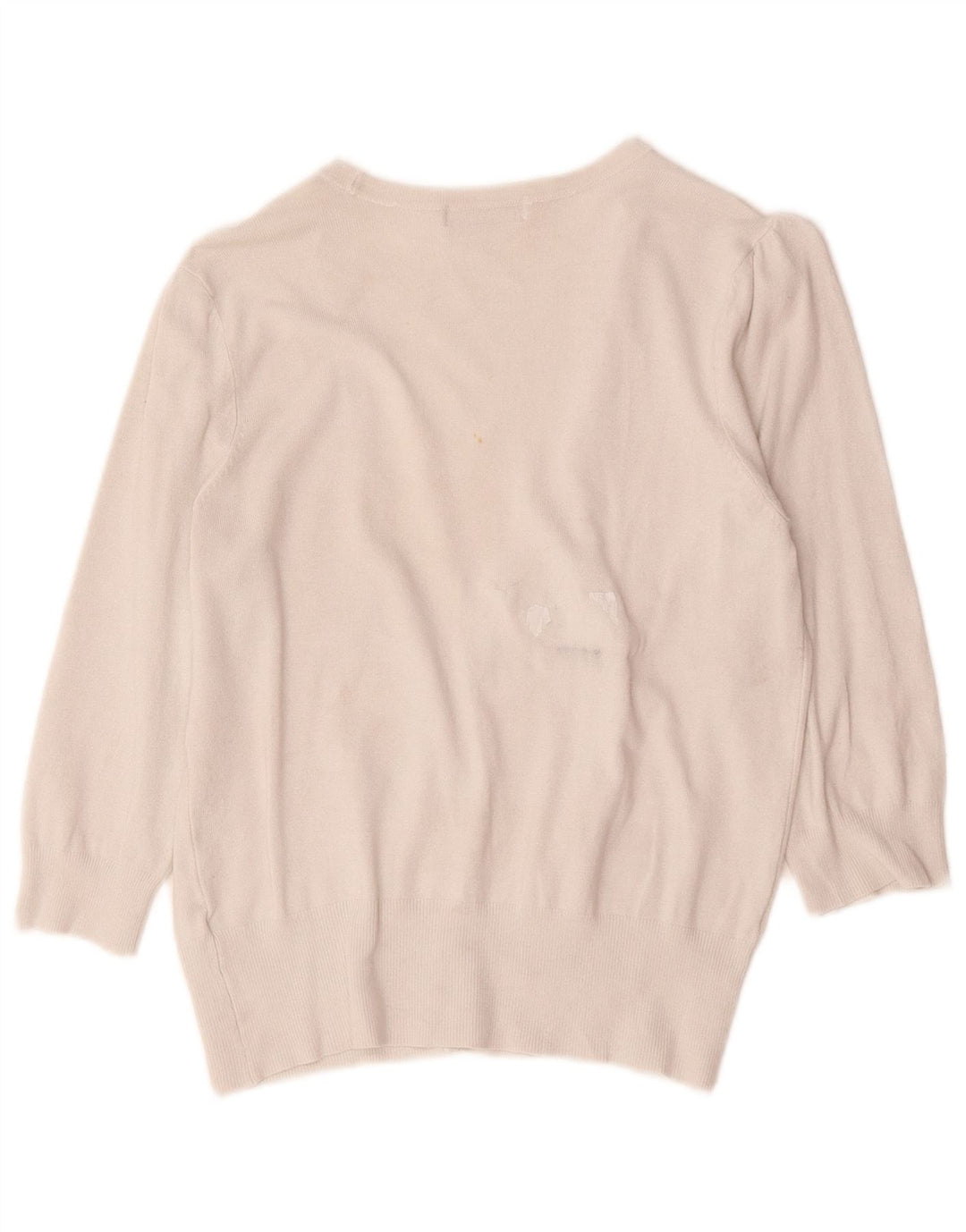 Marks & Spencer Womens 3/4 Sleeve Cardigan Sweater UK 14 Medium Off White