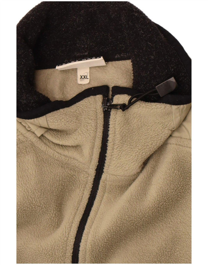 Asics Mens Fleece Jacket UK 44 2XL Khaki Colourblock