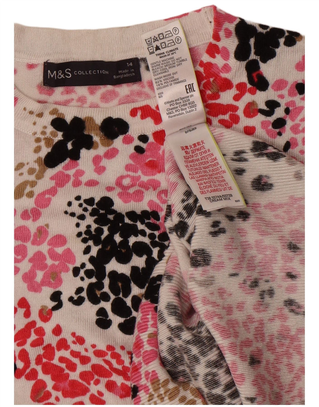Marks & Spencer Womens Crew Neck Jumper Sweater UK 14 Large Multicoloured