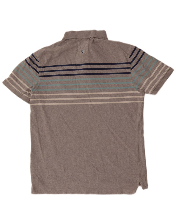 Fat Face Mens Polo Shirt Medium Grey Striped Cotton