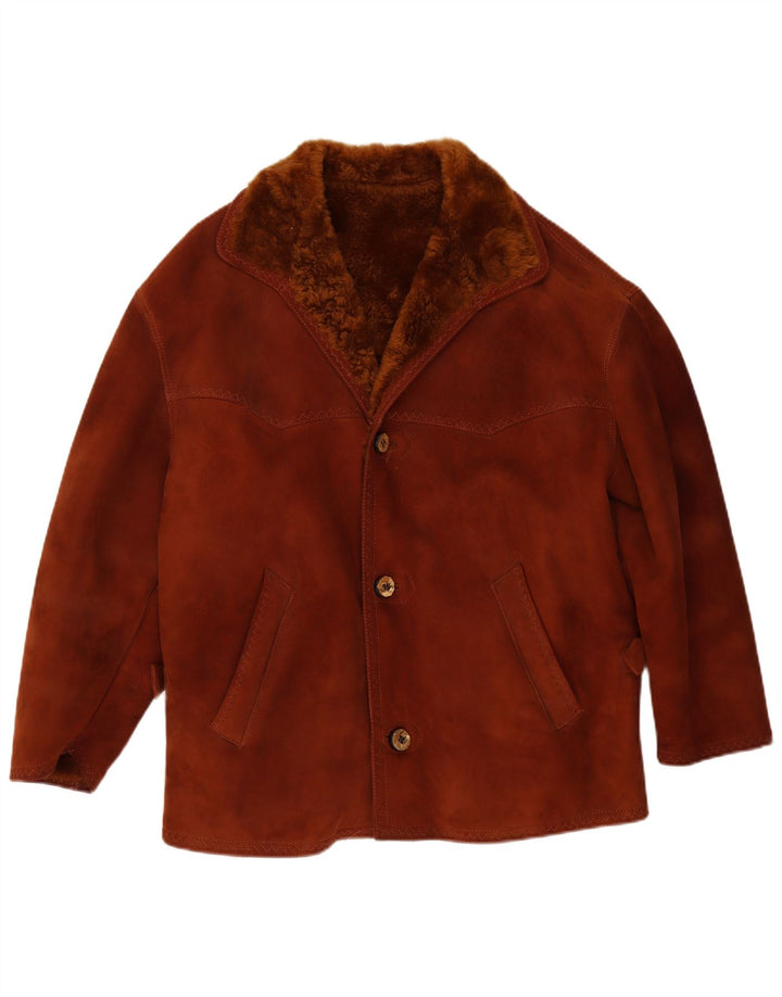 Vintage Herren Shearling Jacke UK 38 Mittelbraun