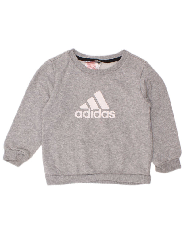 Adidas Jungen Grafik-Sweatshirt-Pullover, 2–3 Jahre, grau gefleckte Baumwolle