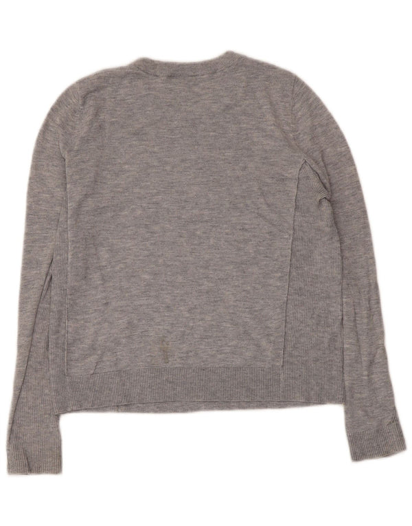 Topshop Womens Crop Crew Neck Jumper Sweater UK 8 Small Grey Polyester