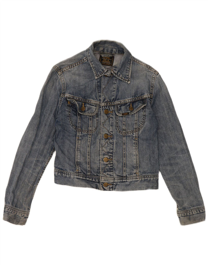 Lee Womens Crop Denim Jacke UK 12 Mittelblaue Baumwolle