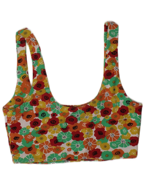 Top corto grafico da donna ZARA UK 12 medio multicolore floreale colorato