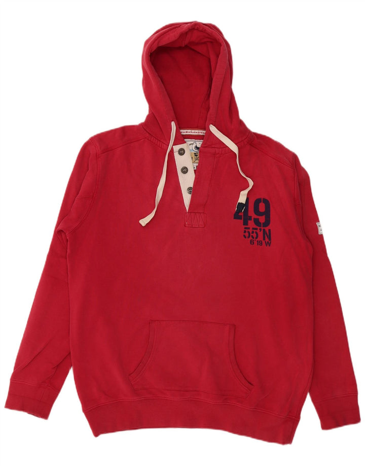 VINTAGE Mens Graphic Hoodie Jumper Medium Red Cotton