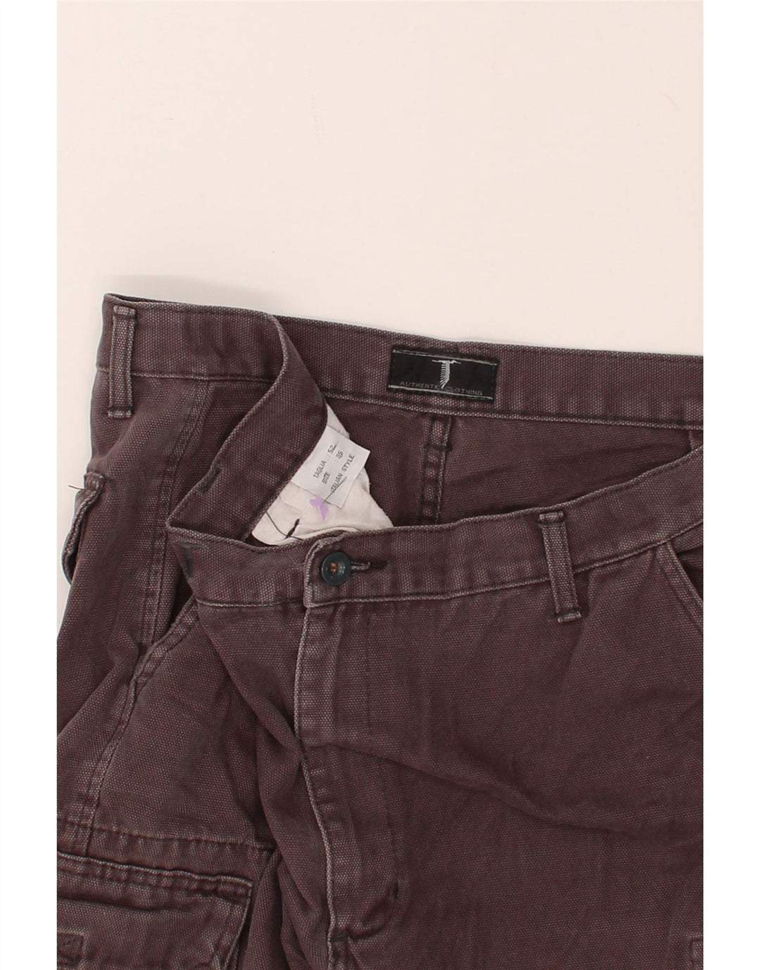 VINTAGE Mens Straight Cargo Trousers W36 L32  Grey Cotton