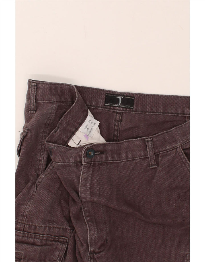 VINTAGE Mens Straight Cargo Trousers W36 L32  Grey Cotton