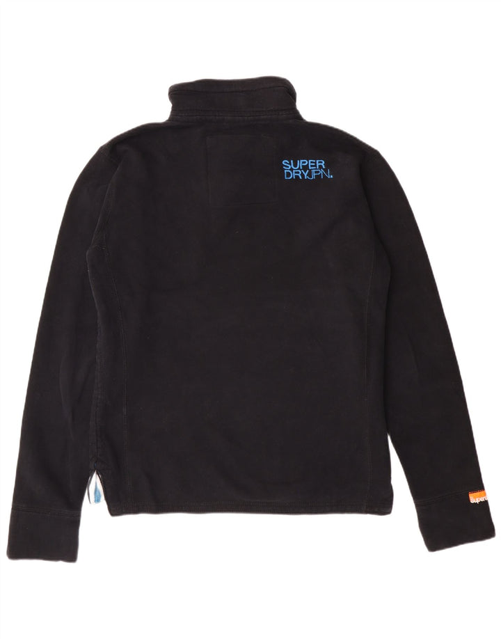 Męski sweter Superdry z zapinanym dekoltem, duży, czarny, bawełniany