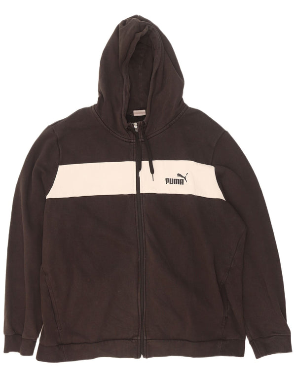 Puma Pull à capuche zippé graphique pour homme 2XL en coton color block noir