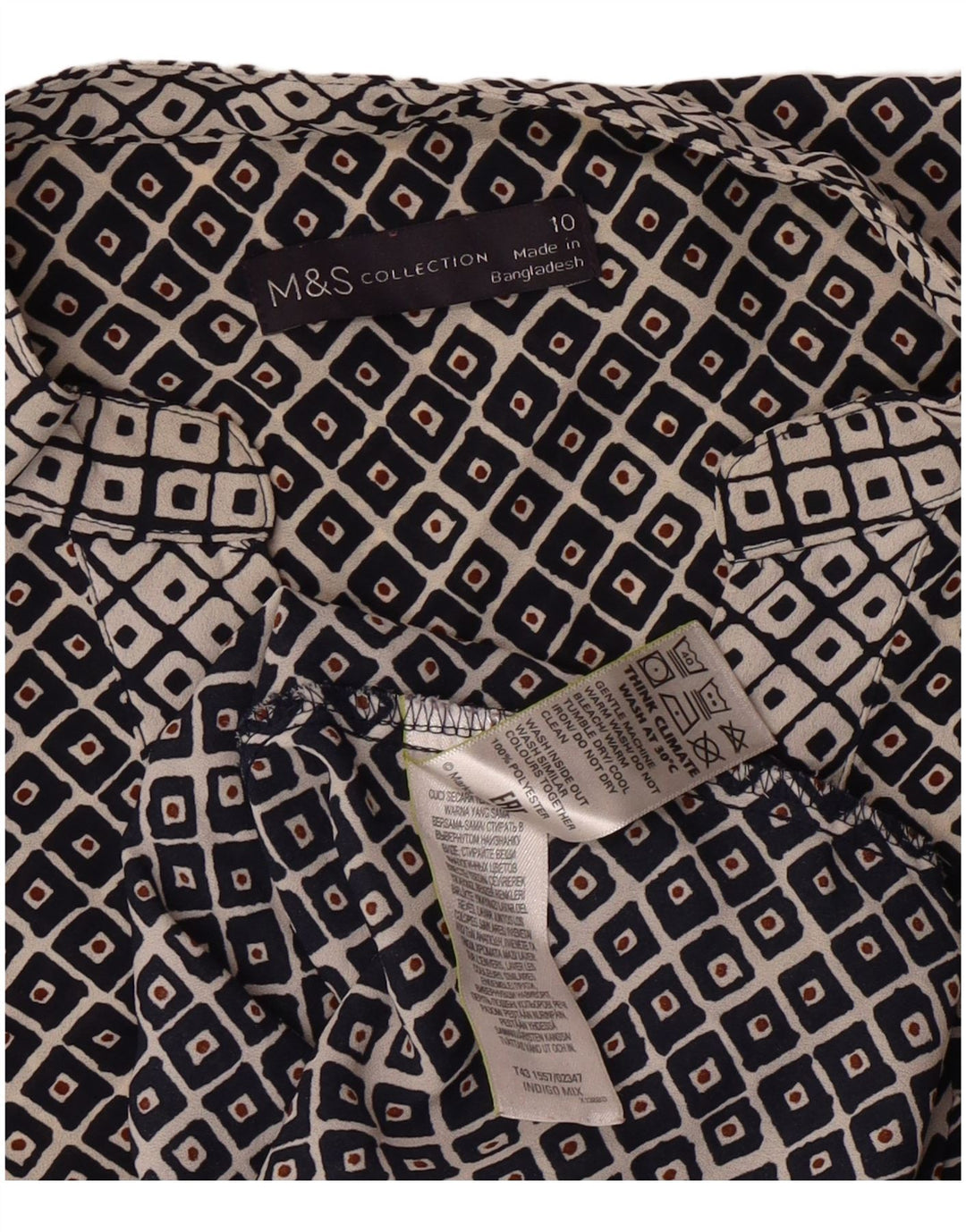 MARKS & SPENCER Womens Sleeveless Blouse Top UK 10 Small  Black Geometric