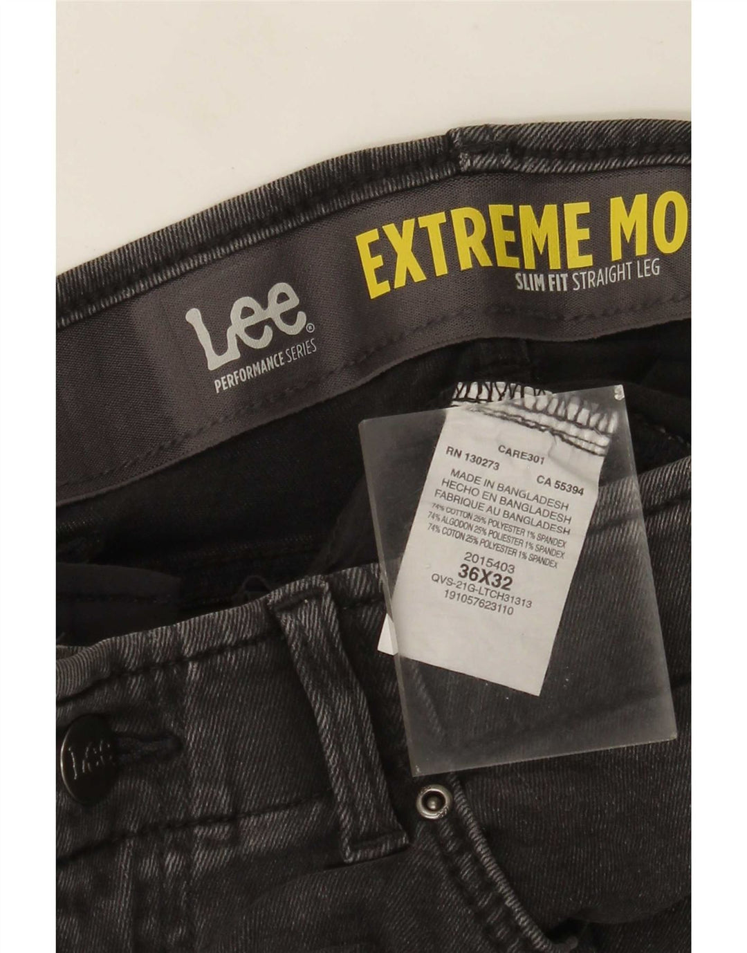 Lee Mens Slim Fit Straight Jeans W36 L32 Grey Cotton