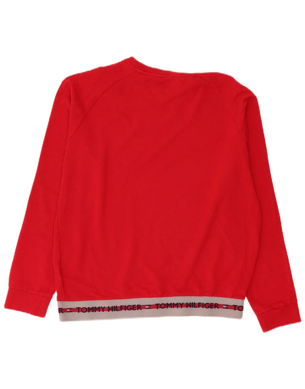 Tommy Hilfiger Felpa grafica da uomo Maglione XL Rosso Colourblock in cotone