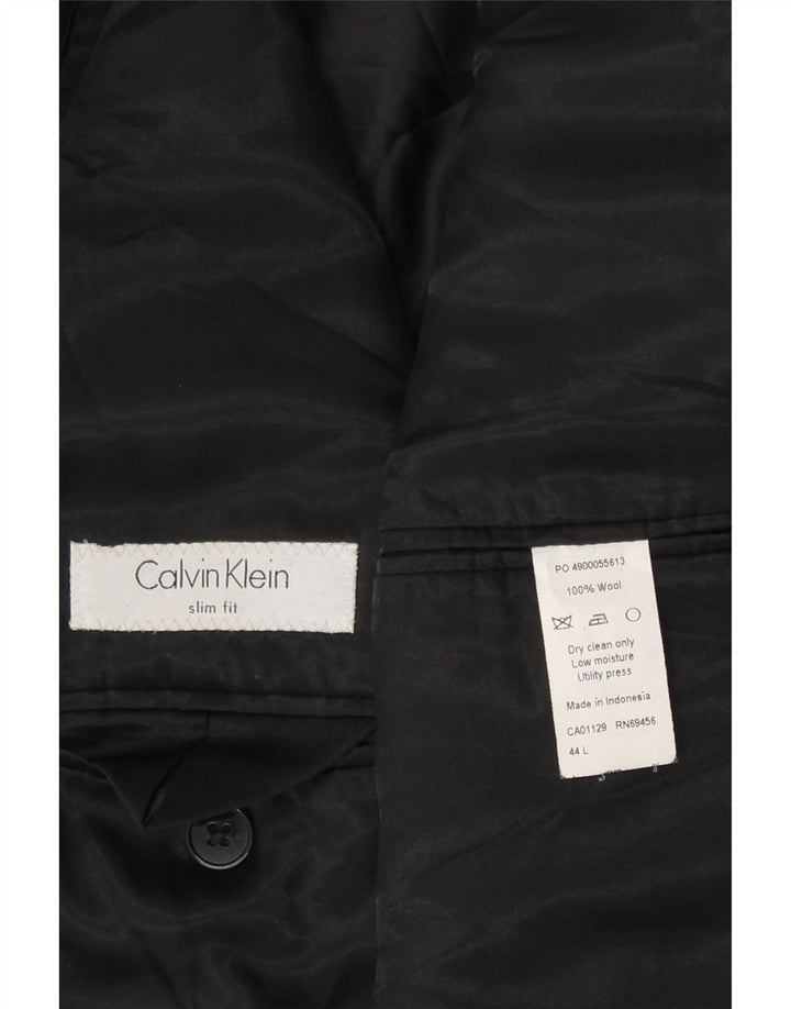 Calvin Klein Herren-Blazer mit 2 Knöpfen, schmale Passform, UK 44, 2XL, schwarze Wolle