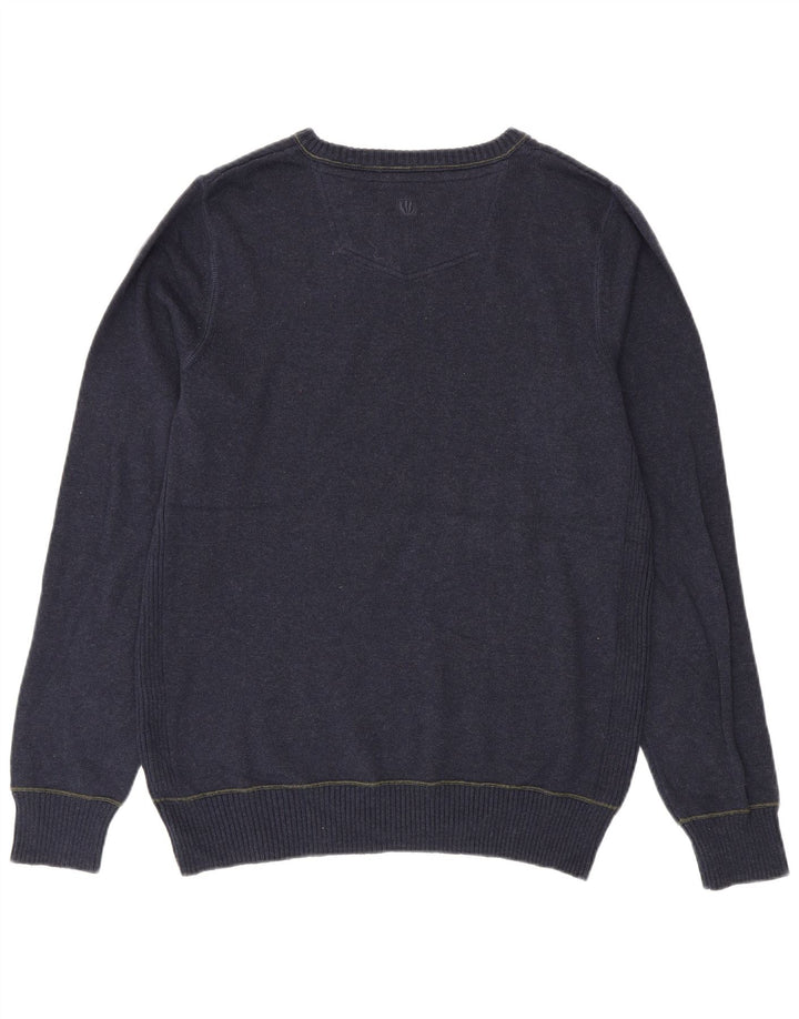 Fat Face Mens V-Neck Jumper Sweater Medium Navy Blue Cotton