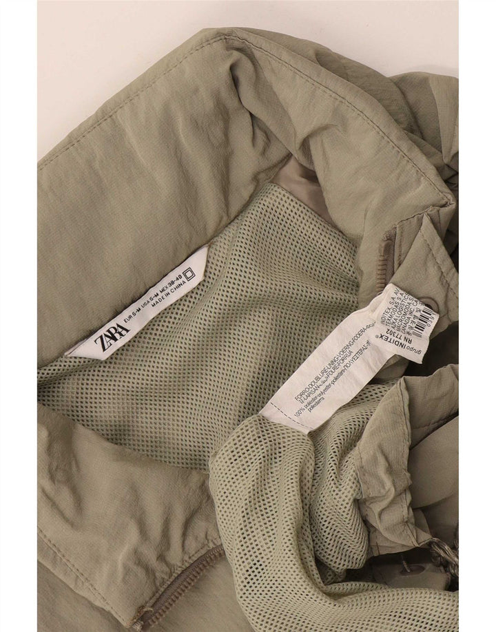 Zara Veste Anorak Coupe Ample Homme UK 36 Petit Kaki Polyester