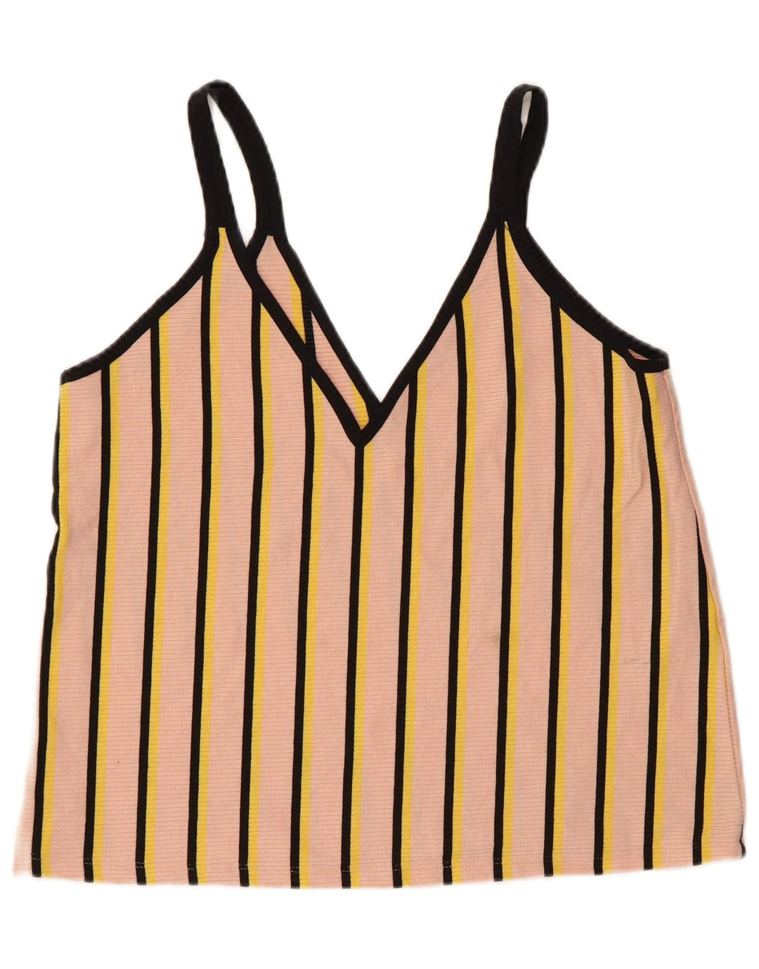 Zara Womens Cami Top UK 14 Large Pink Striped Polyester