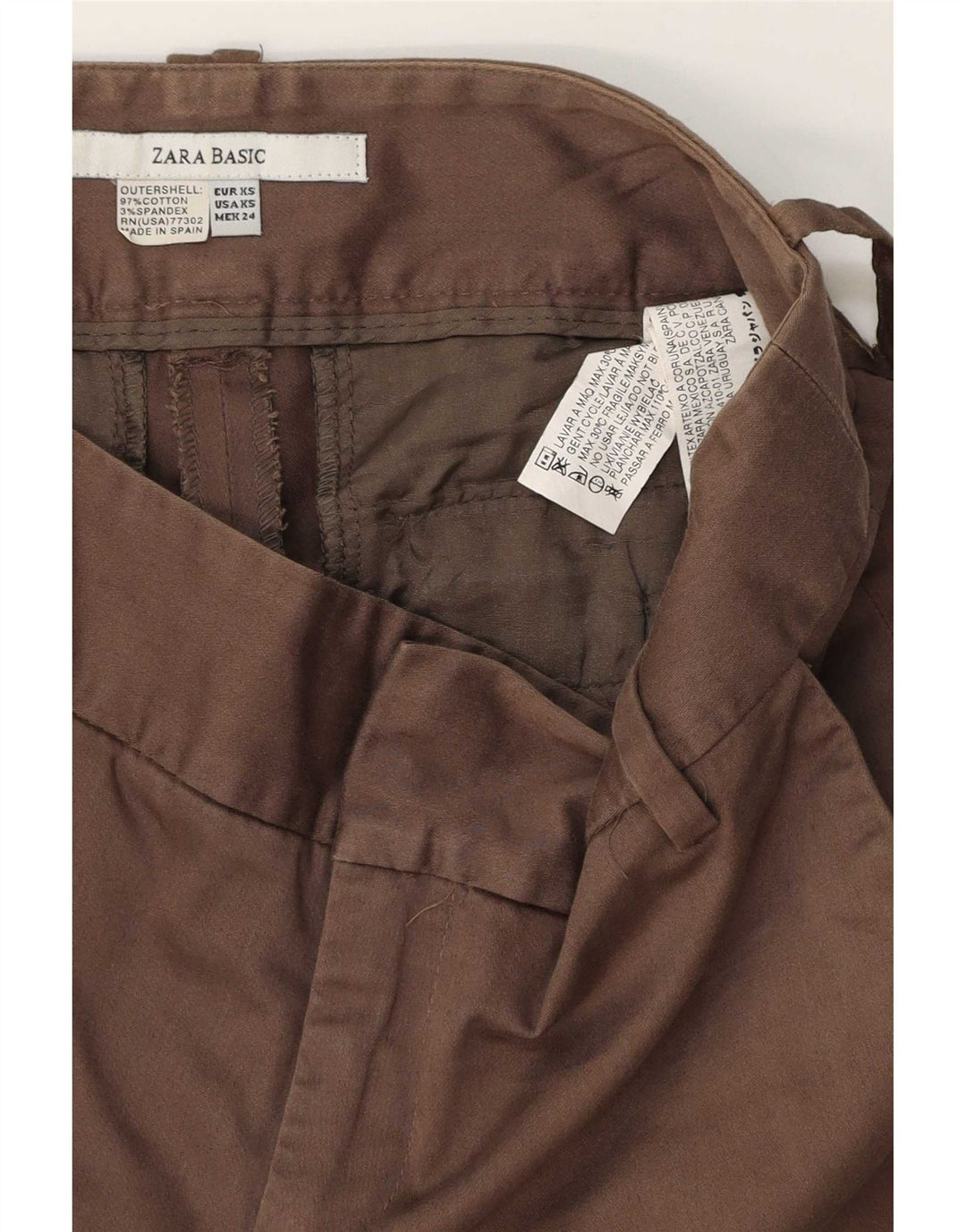 Zara Womens Hot Pants XS W24 Brown Cotton