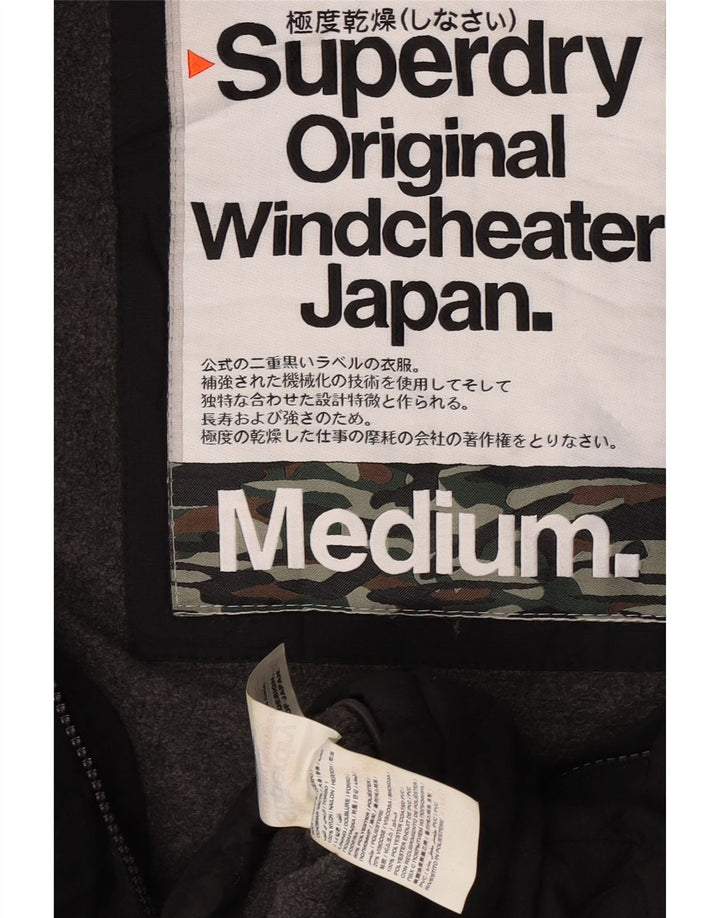 Superdry Windcheater vindjakke med hætte til mænd UK 38 Medium Sort