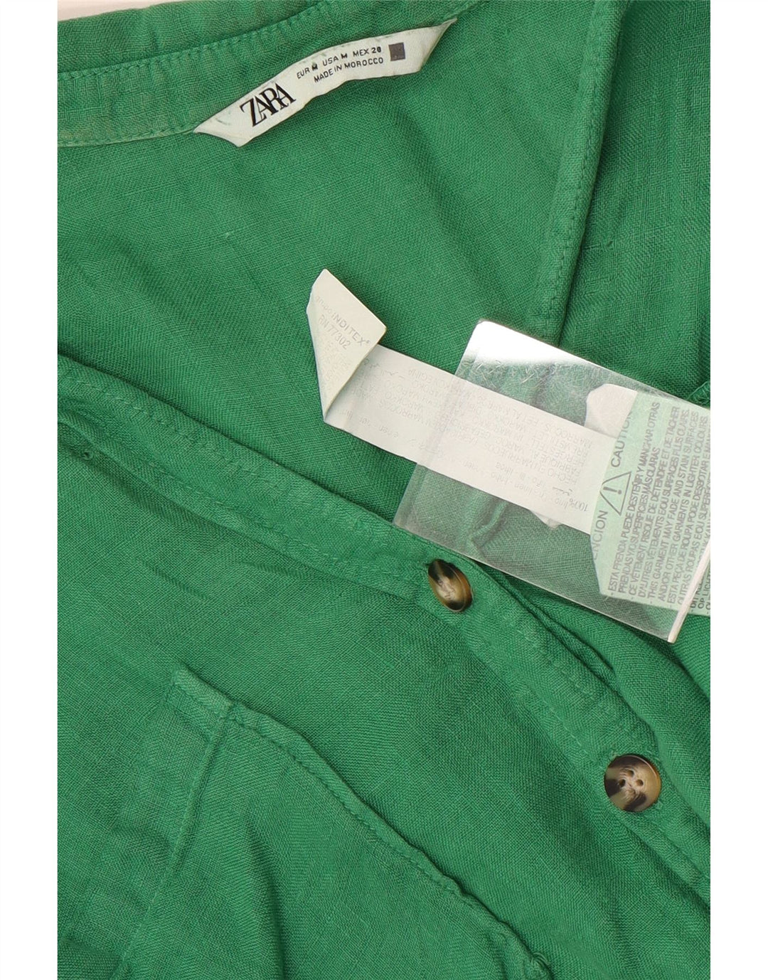 Zara Womens Oversized Crop Short Sleeve Shirt Blouse UK 14 Medium Green
