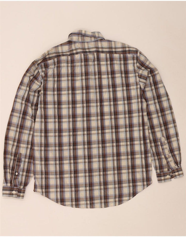 Dockers Mens Shirt Size 42/44 Large Brown Check Cotton