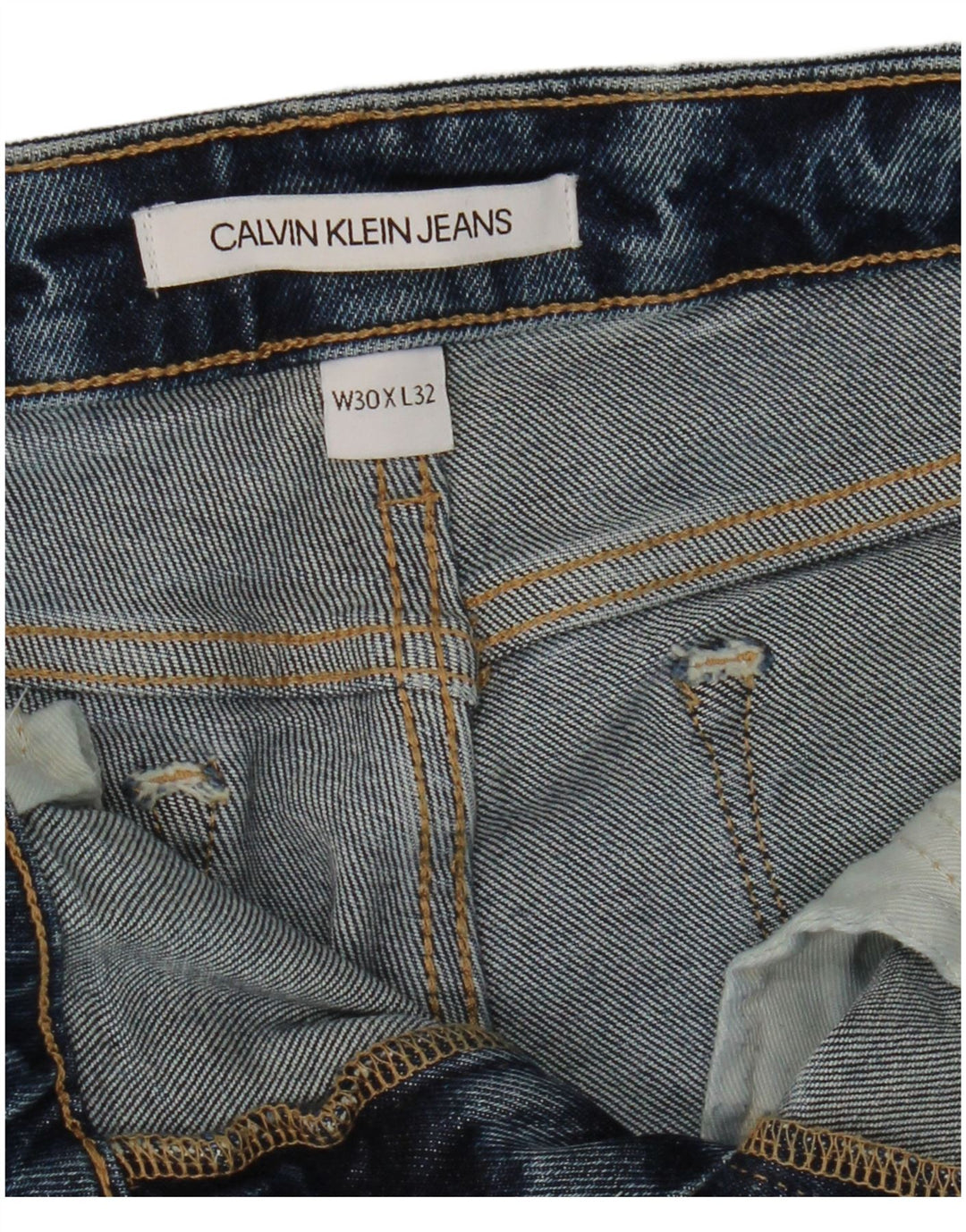 CALVIN KLEIN Mens Distressed Cropped Slim Jeans W30 L25 Blue