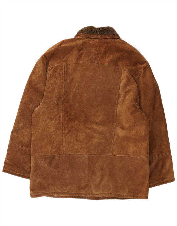 Vintage Mens Suede Jacket UK 44 2XL Brown Leather