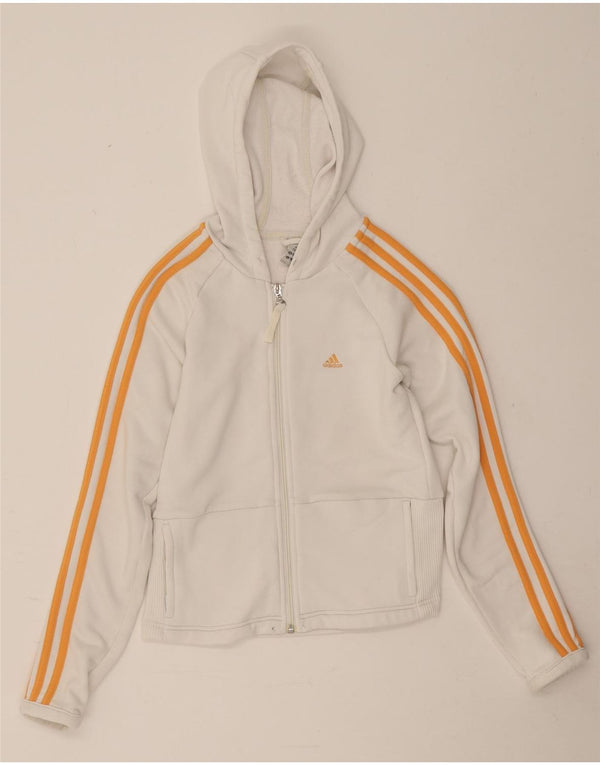 Adidas Womens Hoodie Jumper UK 10 Small White Polyester