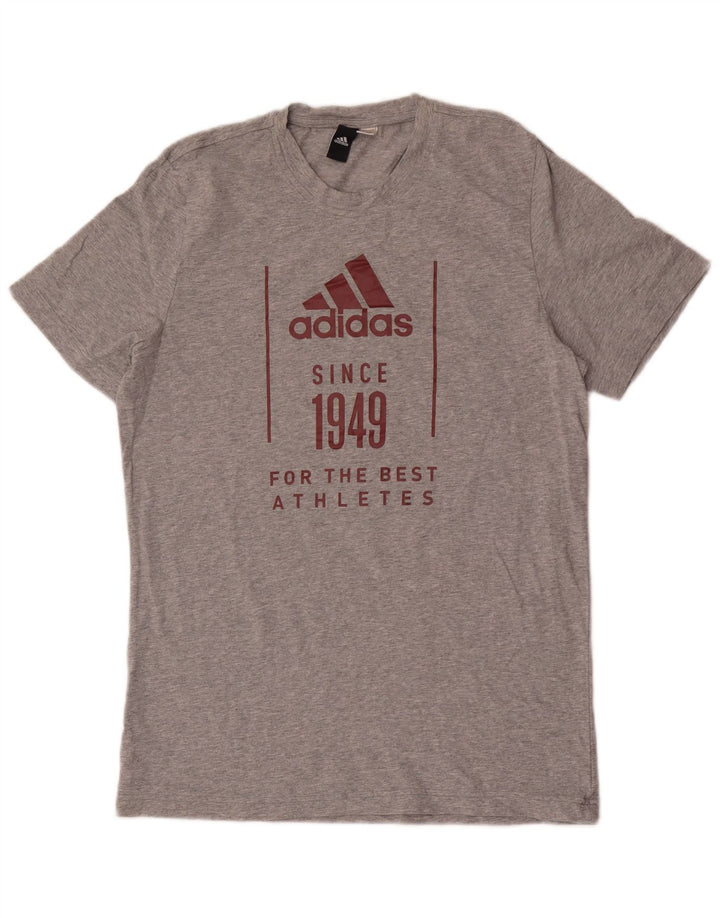 ADIDAS Grafisk T-shirt til mænd, mellemgrå flækket