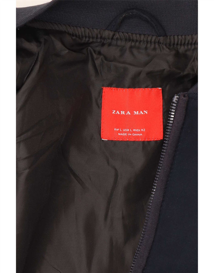 Zara Veste Bomber Homme UK 40 Large Bleu Marine