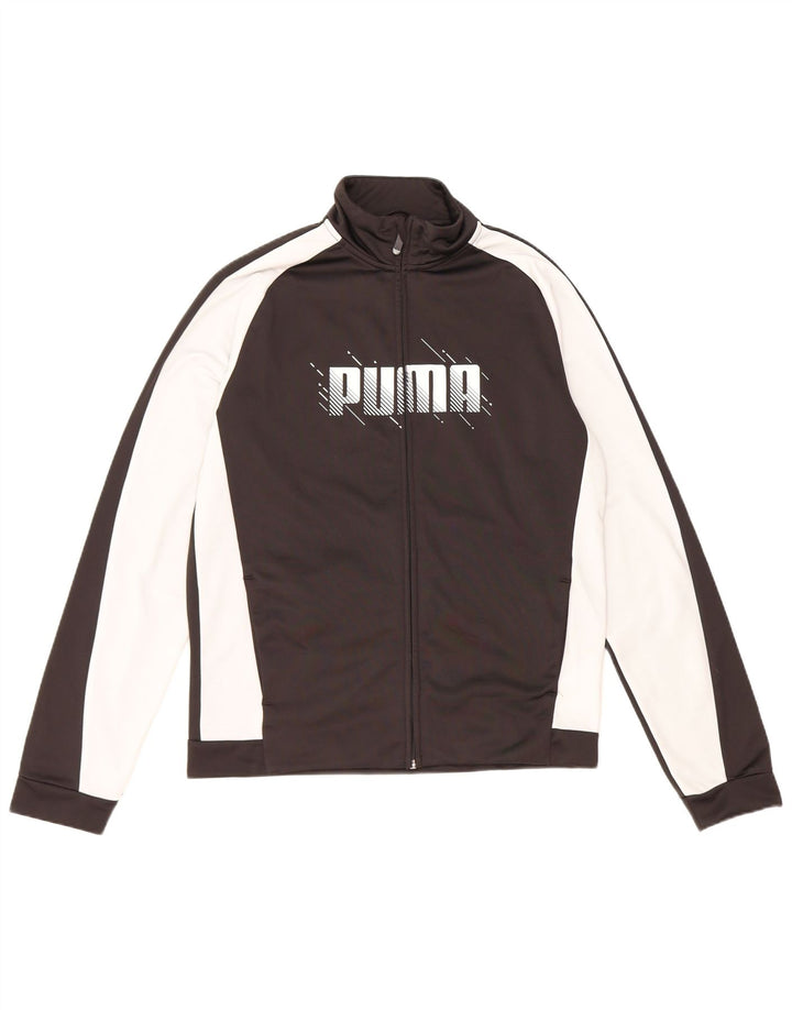 Puma Boys Graphic Tracksuit Top Jacket 15-16 Years Black Colourblock