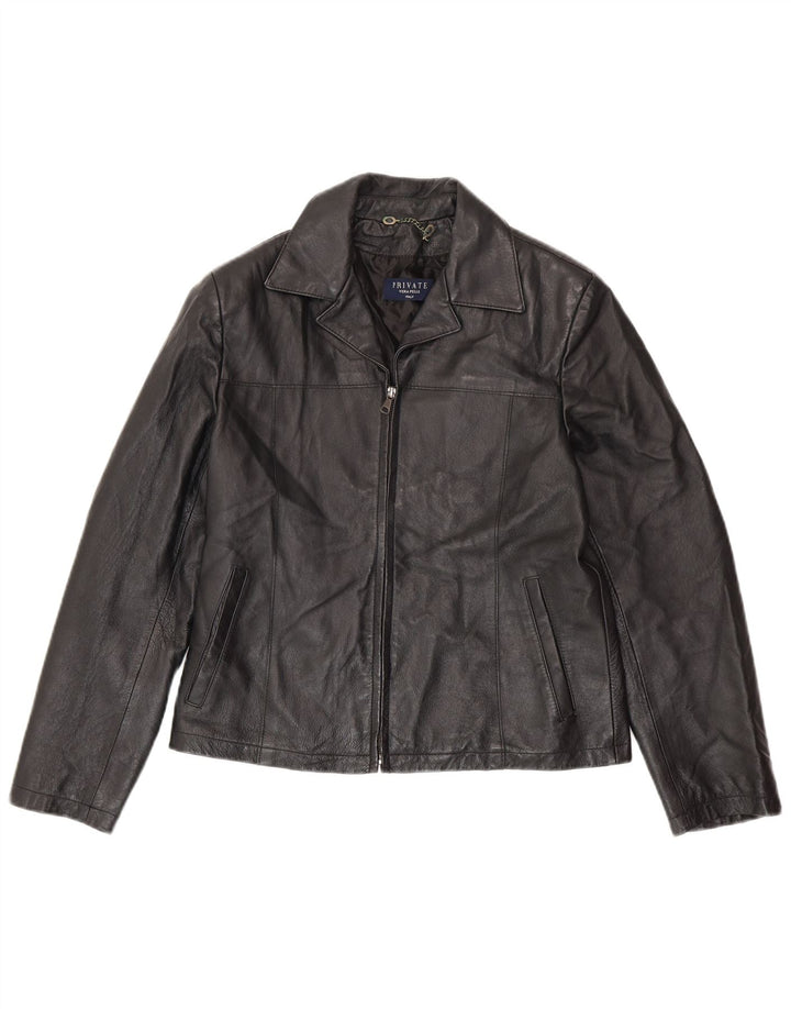 PRIVATE Womens Leather Jacket IT 44 Medium Black Leather