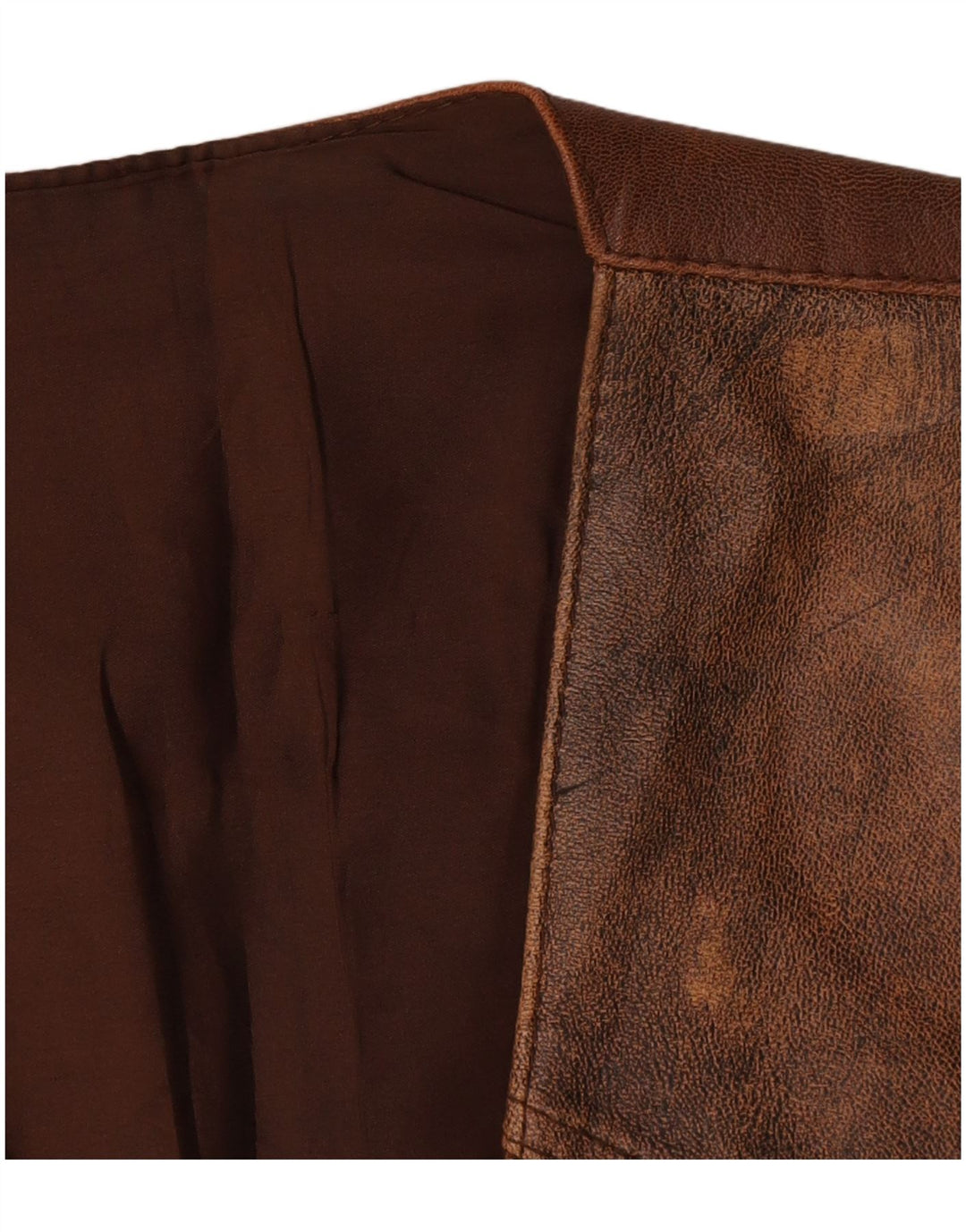 Vintage Mens Leather Waistcoat Medium Brown Colourblock