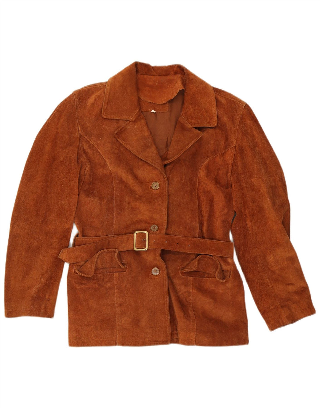 Vintage Womens Suede Jacket UK 14 Medium Brown